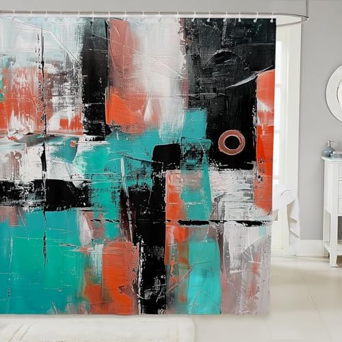 Modern Abstract Shower Curtain Set for Home Travel Use