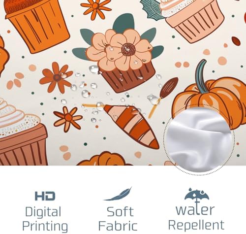 72x72 Beige Fall Food Shower Curtain Set