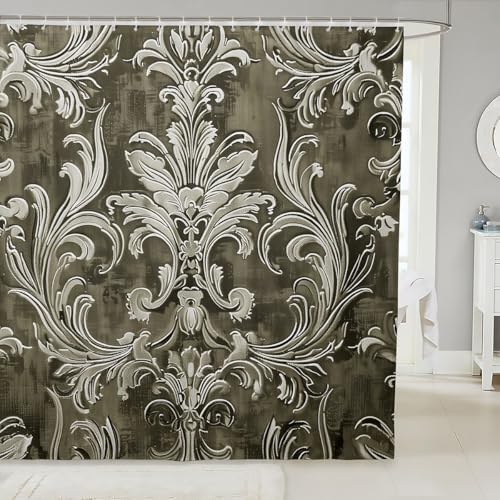 Exquisite 72x84 Damask Green Damask Shower Curtain