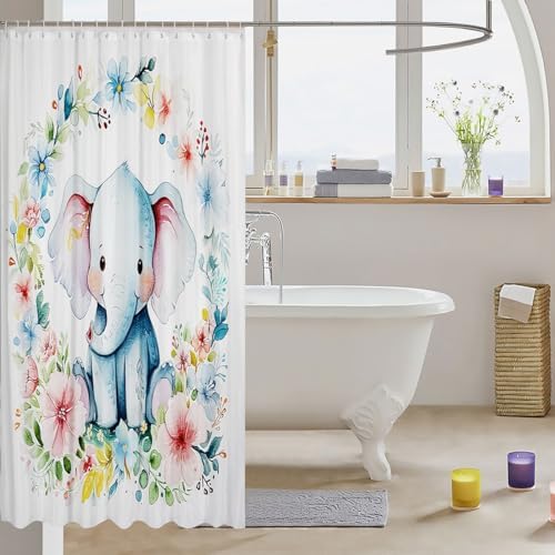 Machine Washable Waterproof shower curtain with Animal Print