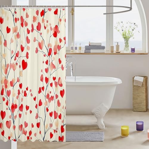 Jejeloiu Valentines Day Bath Curtain 72x72 Kids crawled valentines theme