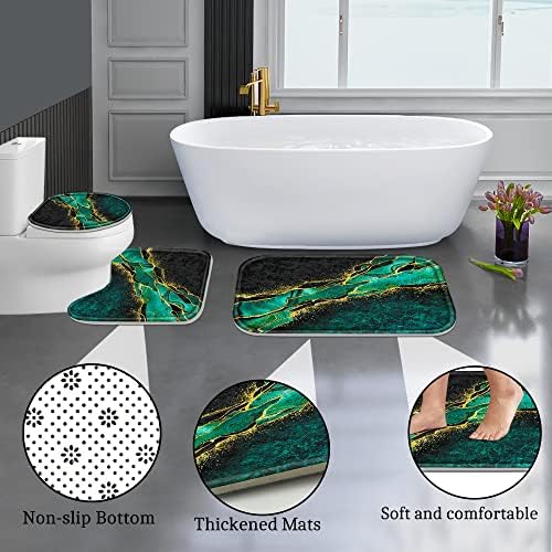 Poedist 4-Piece Bathroom Set Gold Edge Green