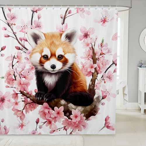 Manfei Red Panda Kawaii Bath Curtain Cute Washable shower curtain
