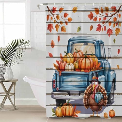4-Piece Thanksgiving Fall shower curtain set waterproof