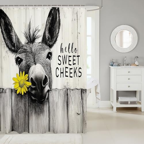 jejeloiu Funny Donkey Shower Curtain Set 1