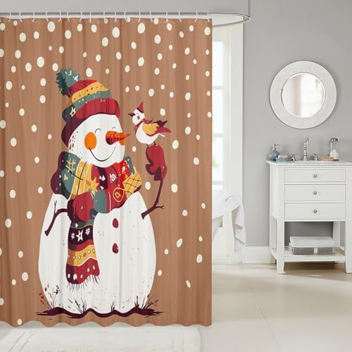 Feelyou Merry Christmas Snowman 72x78 Bath Curtain
