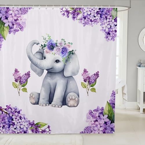 Manfei Cute Elephant Kids Shower Curtains