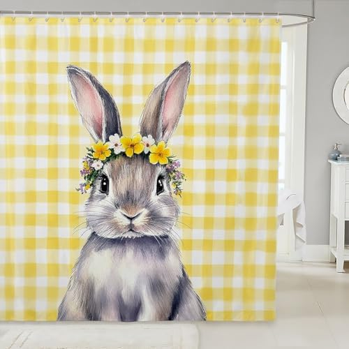 jejeloiu Kawaii Bunny Shower Curtain Set