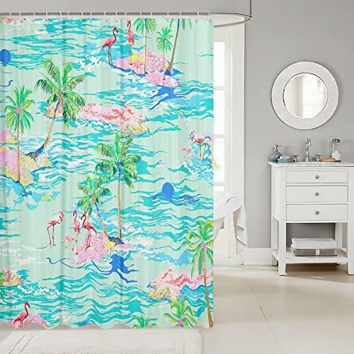 Manfei Pink Flamingo Kids Bathroom Curtain Set