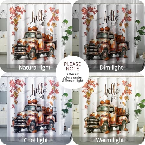 Fall Kawaii Truck Shower Curtain Set 72x72 Autumn Cartoon for the bathroom