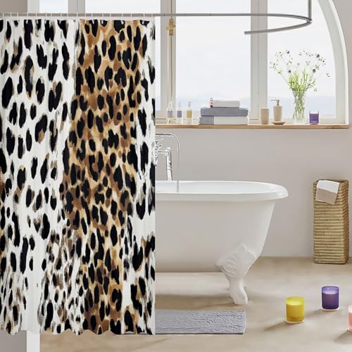Leopard Print Shower Curtains for Boys Girls - Waterproof Fun