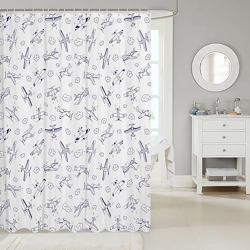 Manfei Airplane Kids Adults Bathroom Curtain