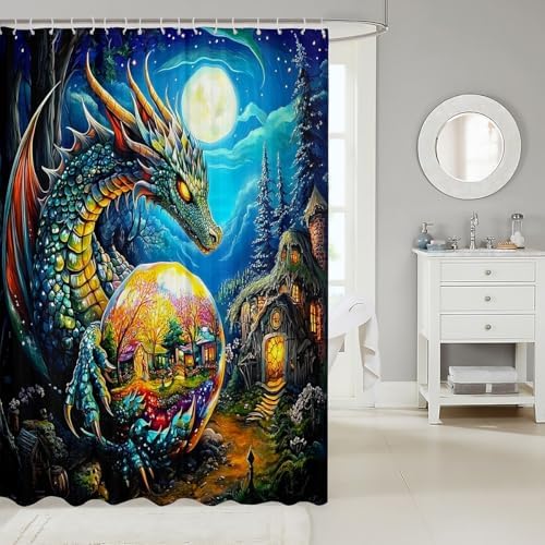 Feelyou Dragon Bath Curtain Set for Kids