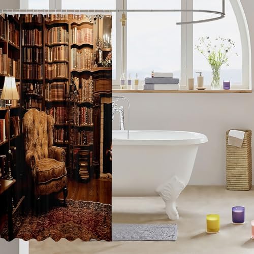 Vintage Bookshelf Shower Curtain