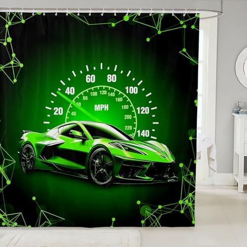 Feelyou Kids Race Car Bathroom Shower Curtain Set Speed Sports Car Design