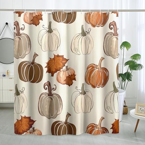 TPHIHPT Autumn Maple Leaves Pumpkins 62x72-inch Bath Set