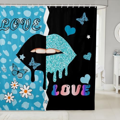 Manfei Lip Kids Shower Curtain with 12 Hooks