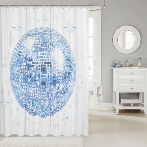 Girls disco mirror ball 72x84 shower curtain Fun stylish for all
