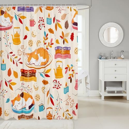 Feelyou Cat Bath Curtain 72x72 for Kids