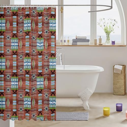 Feelyou Red Geometric Bath Curtain 72x72 Kids Bath Style