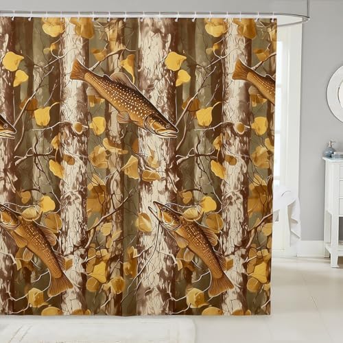 Bath Time Development - Waterproof Pike Fish Shower Curtain 72x84 Style