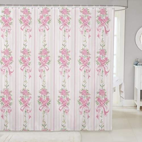 Manfei Bowknot Bath Curtains Pink