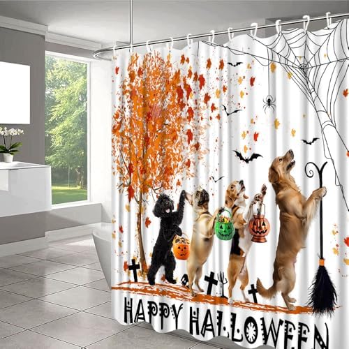 Cute Halloween Thanksgiving Shower Curtain with 14 Hooks 70x78