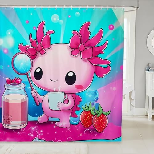 Elegant Pink Salamander Shower Curtain for Kids 72x84