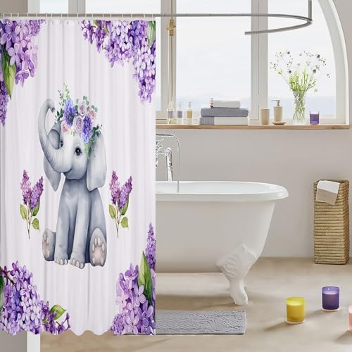 Manfei Cute Elephant Kids Shower Curtains