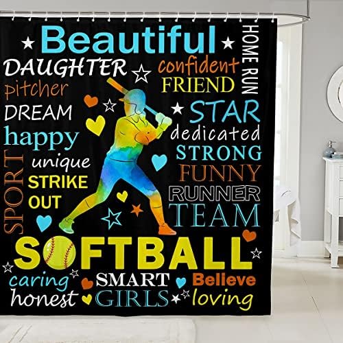 Stylish Softball Player Shower Curtains Add Excitement To Any Bath Time