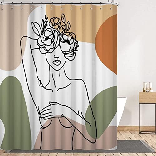 LCIWaffle Bathroom Shower Curtain Abstract Woman Weighted Bottom waterproof Soft 72x72 inch