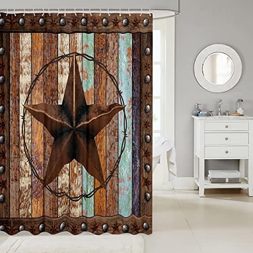 Manfei Western Texas Star Shower Curtain Set