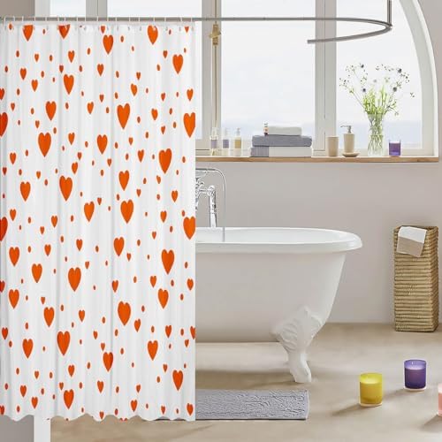 Feelyou Cute Love Hearts Bathroom Shower Curtain Set - 72x72