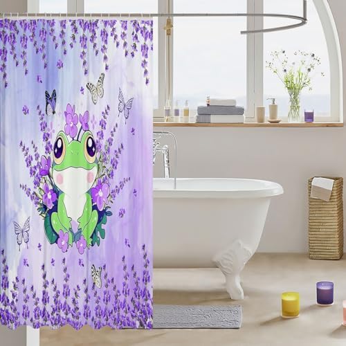 Manfei Cute Frog Kids Bathroom Curtains Waterproof Fun for Kids