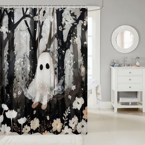 Halloween Ghost Bathroom Curtains for Kids Sip