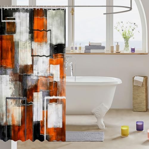 Elegant Geometric Design 72x84 Inch Waterproof Shower Curtain