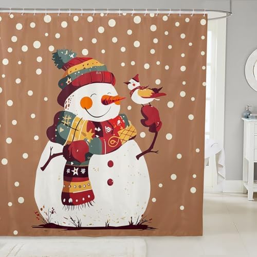 Feelyou Merry Christmas Snowman 72x78 Bath Curtain