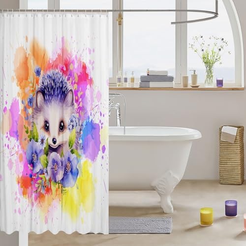 Waterproof Cartoon Hedgehog Bath Curtains Unique Design for Boys Girls Adults