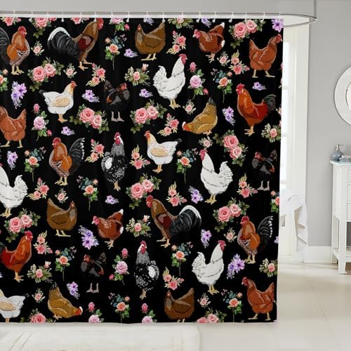 Feelyou Kids Bathroom Fun Animal Shower Curtain 72 x 78 Black