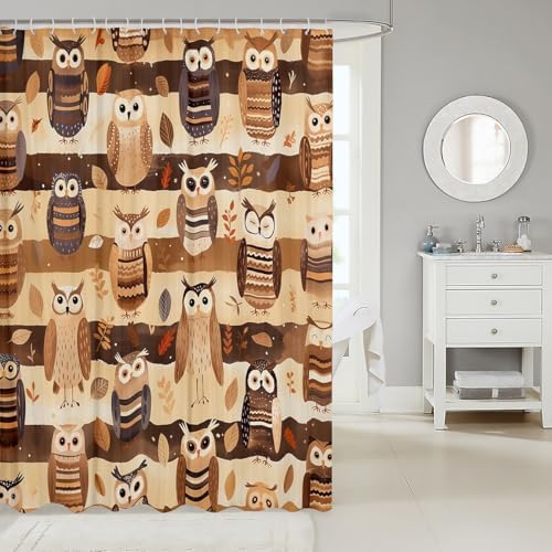 Feelyou Owl 72x72 Shower Curtain Set