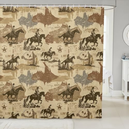 Feelyou Texas Star Cowboy Shower Curtain Set 72x78
