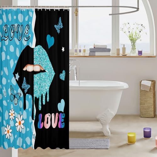 Manfei Lip Kids Shower Curtain with 12 Hooks