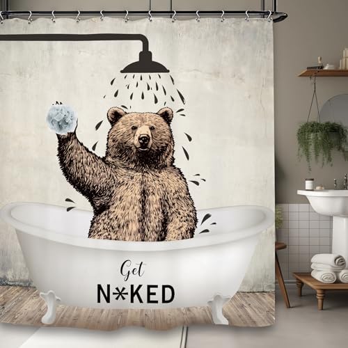 Yookeb Bear Bathroom curtain Rustic design for kids