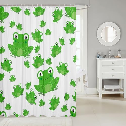 Manfei Cute Frogs Shower Curtain Set