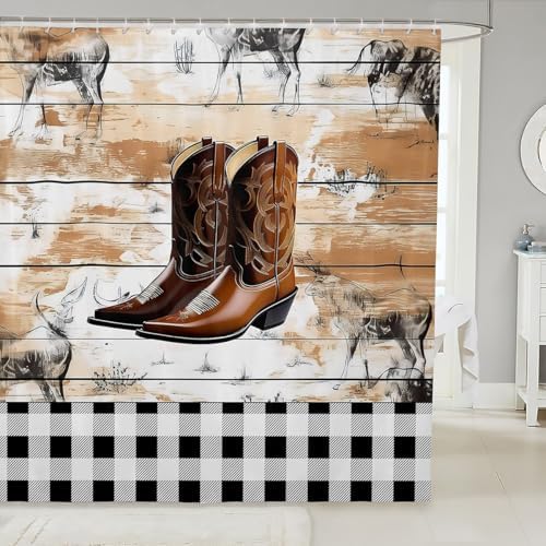 Feelyou Boho Western Bath Curtain Set for Kids