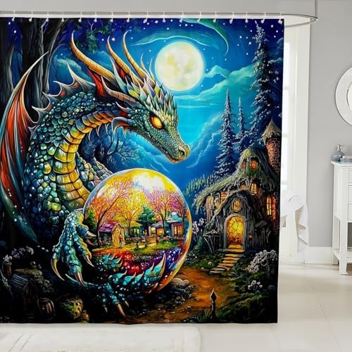 Feelyou Dragon Bath Curtain Set for Kids