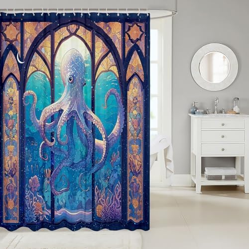 Feelyou Octopus Bath Curtain Waterproof Stylish for Kids and Adults