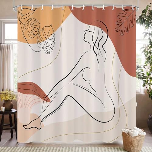 Boho Mid Century Modern 72x72 inch Contemporary Design Shower Curtain Set