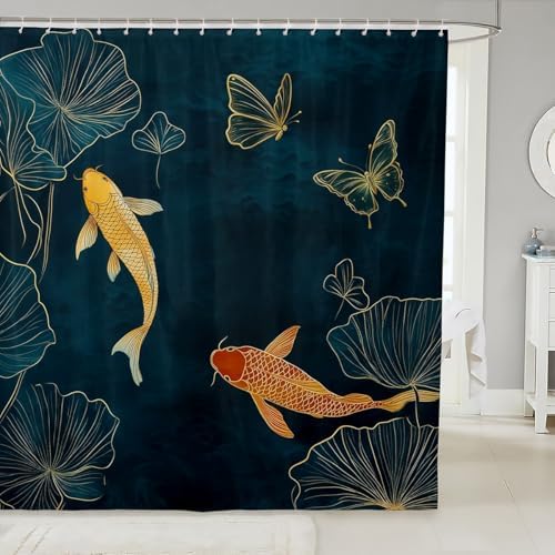 Unique Japanese Koi Fish Shower Curtain