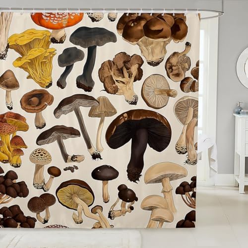 Feelyou Cute Mushroom Shower Curtain - 72x78 Fun Design
